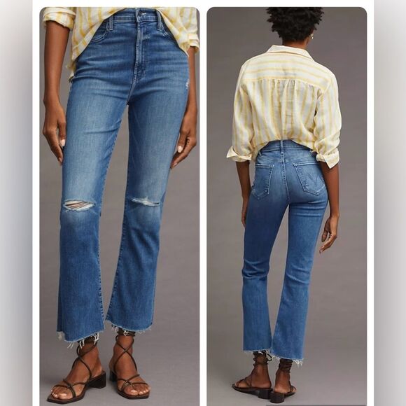 Mother Denim Hustler Flare Distressed Jeans in Can't Stop Staring Size 31 - Picture 1 of 16